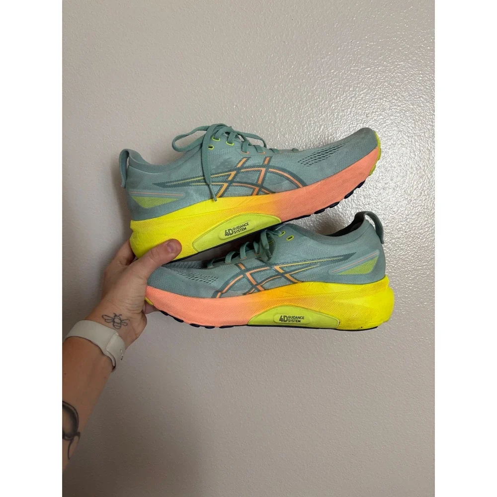 Asics Gel-Kayano 30 Running Shoes Mint Green Orange Neon Yellow Womens 10.5